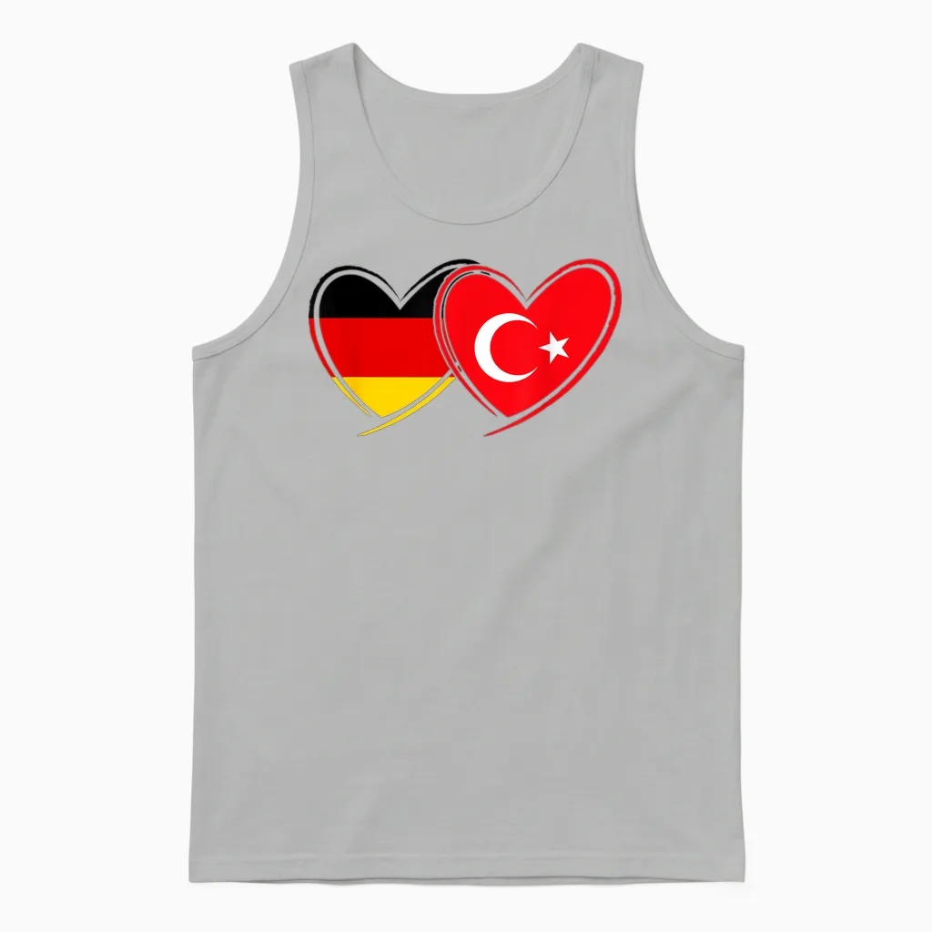Deutsche Türkische Herz Flagge Deutschland Türkei Unisex Tank Top in Ash
