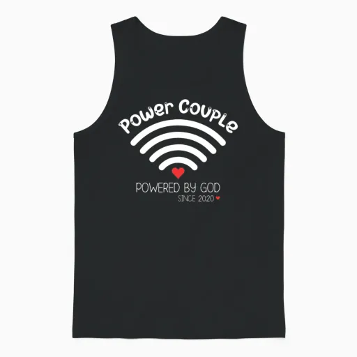 Power Couple His Her Valentines Matching Couples Unisex Tank Top in Black