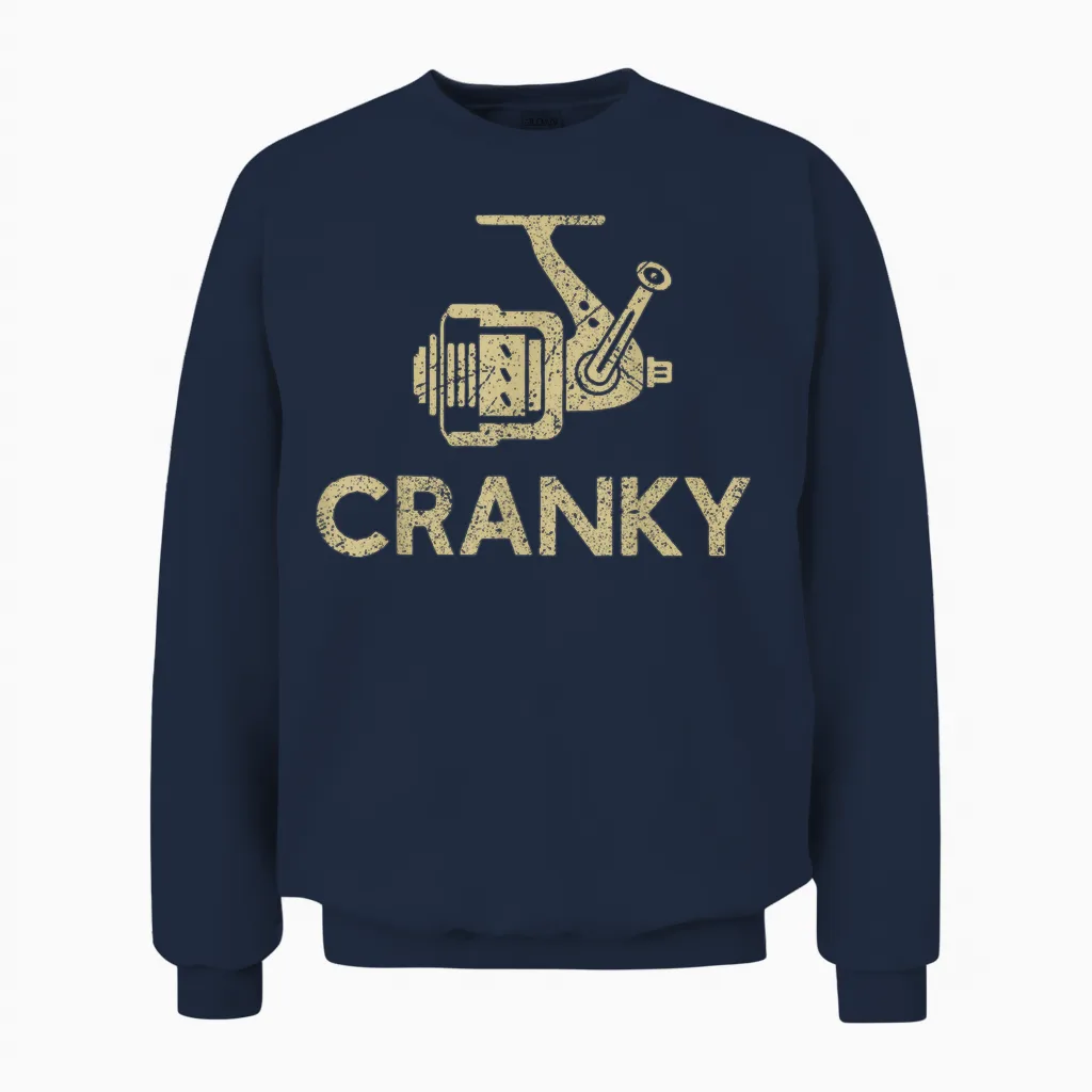 Crankbait Fishing Lure - Cranky Funny Gift Ideas for Fishing Unisex Sweatshirt in Navy