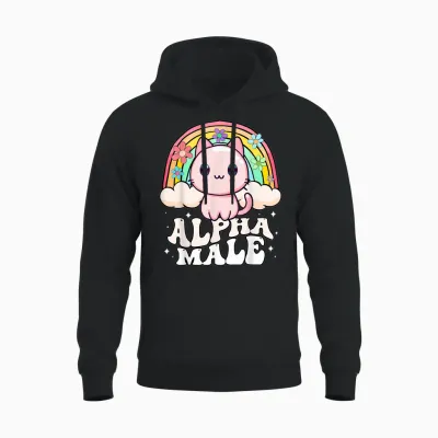 Alpha Männliche Katze Kätzchen Regenbogen Unisex Hoodie - Black