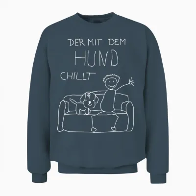 Dog Owner Funny T-Shirt with German Text "der Mit Dem Hund Chillt Mit Dem Unisex Sweatshirt - Dark Heather
