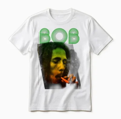 Offizielles Bob Marley Bob Smoke Reggae Vintage Retro Unisex T-Shirt - White