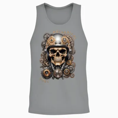 Biker Skull Biker Skull Vintage Motorcycle Custom Retro T-Shirt, Black, S Unisex Tank Top - Sport Grey