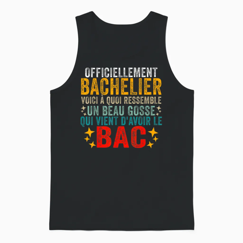2024 Bachelor Congratulations Bac Baccalaureate Humour T-Shirt, Black, S Unisex Tank Top in Black