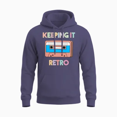 Keeping It Retro - 90's Retro Cassette Tape Design Unisex Hoodie - Heather Sport Dark Navy
