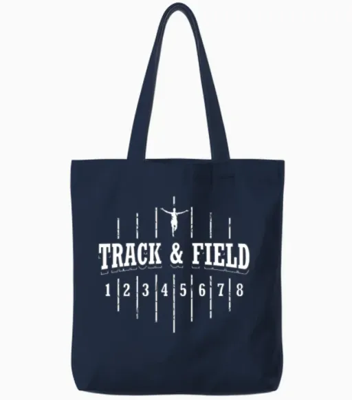 Artistic Track and Field Graphic Design Running Tr Tote Bags in Navy