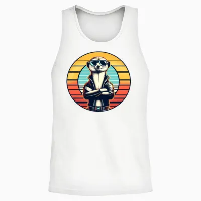 Retro Meerkat Unisex Tank Top - White