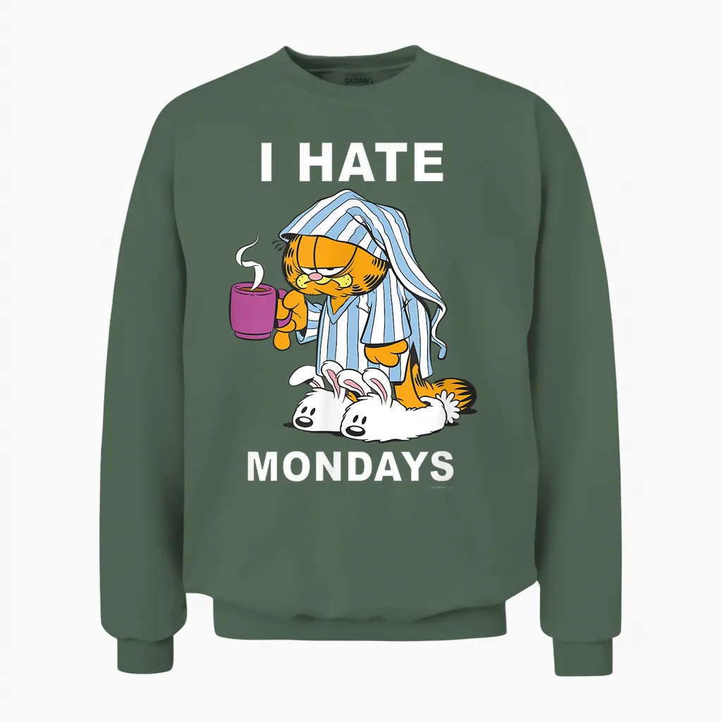 Garfield I Hate Mondays Coffee Garfield Unisex Sweatshirt in Military Green