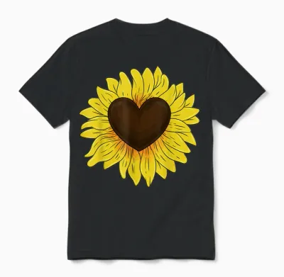 Sonnenschein Sonnenblumen Herz Blumen Gelbe Sonnenblume Unisex T-Shirt - Black
