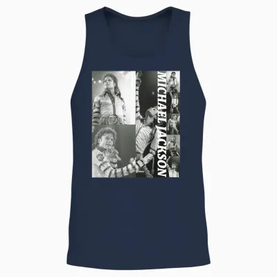 Michael Jackson 012 Back Printed Unisex Tank Top - Navy
