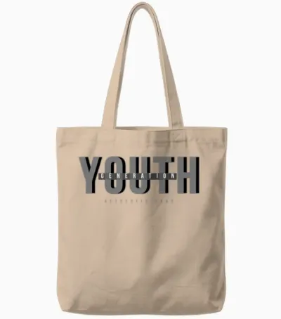 Youth Generation Bold Typography Bar Tote Bags - Natural