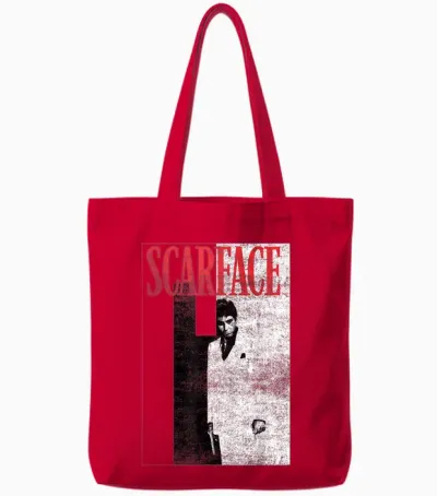 Scarface Distressed Movie Poster Photo Tote Bags - Red