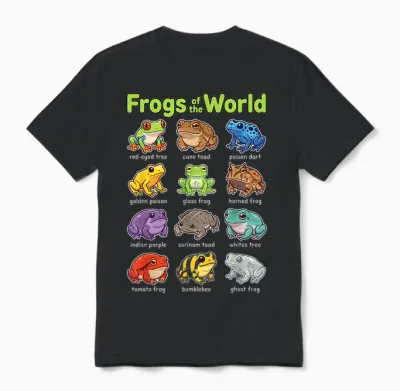 Frösche Der Welt Süße Kawaii-Amphibie Unisex T-Shirt - Black