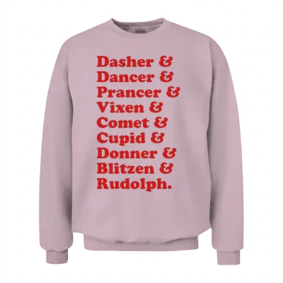 Reindeer Names Unisex Sweatshirt - Light Pink