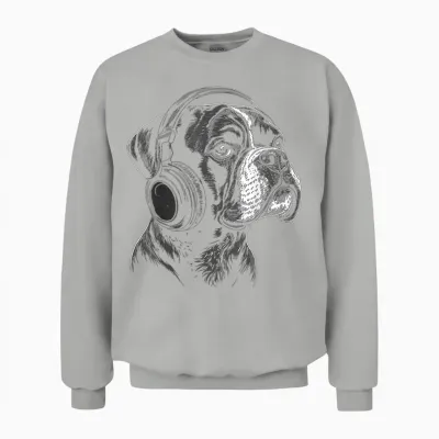 Boxer Chien Motif Animal Animalier Musique Casque Boxer Unisex Sweatshirt - Ash