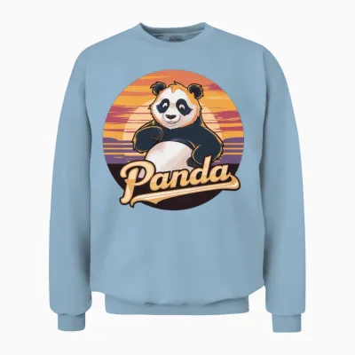 Funny Panda Retro Vintage Unisex Sweatshirt - Light Blue