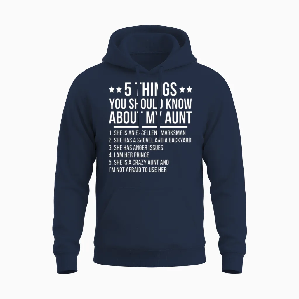 Funny Crazy Aunt Nephew Gift Unisex Hoodie in Navy