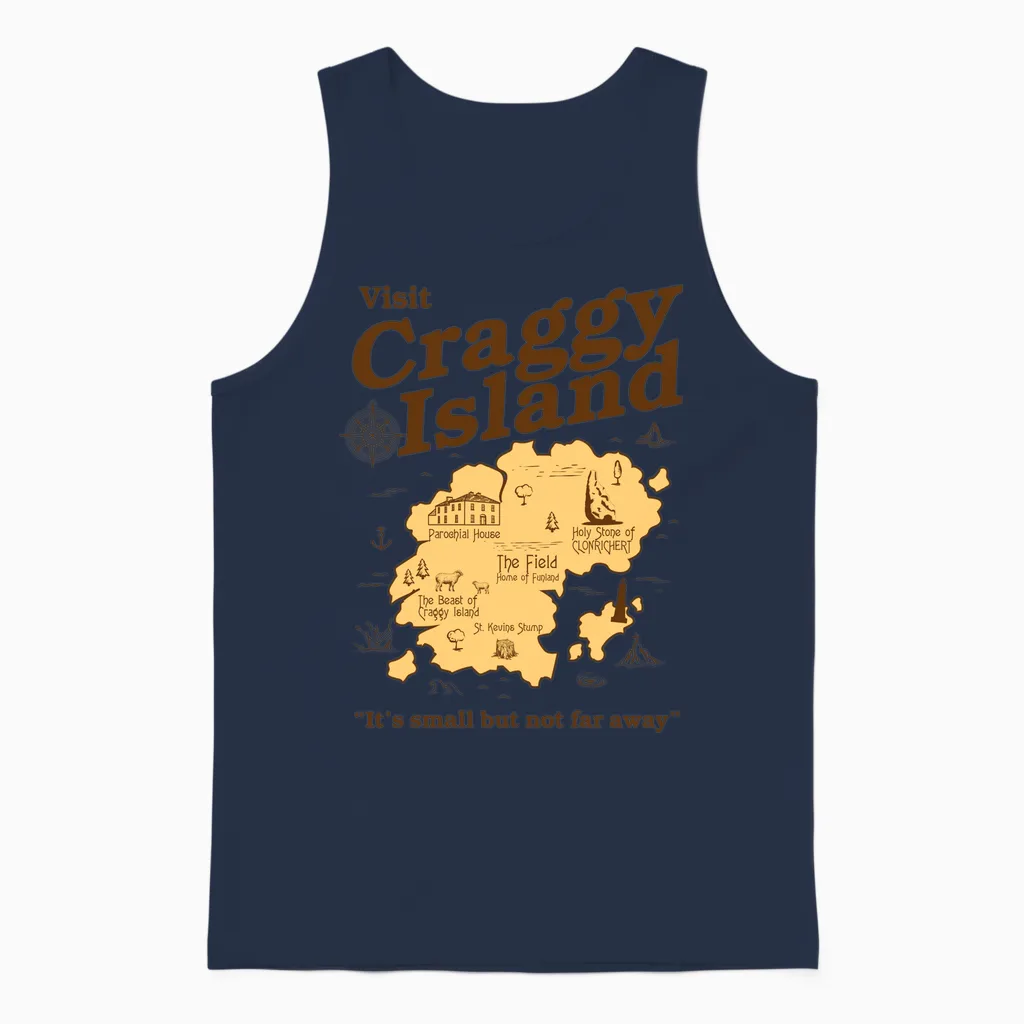 Visit the Map of Craggy Island β It's Small but Not Far Long Sleeve, Grey, S Unisex Tank Top in Navy