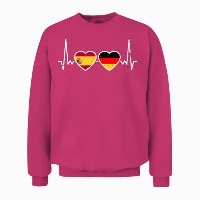 Spanien Deutschland Vintage Herzschlag Flagge Spanier Unisex Sweatshirt - Heliconia