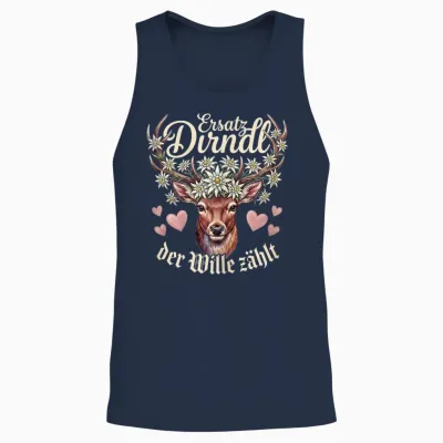 Hirsch T-Shirt Damen Trachtenshirt Dirndl Shirt Trachten Unisex Tank Top - Navy