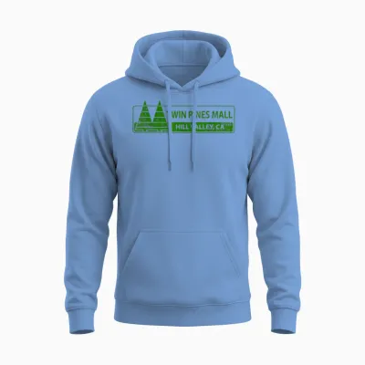 Twin Pines 80er Jahre Future Mall Back Hill Valley Film Fan Lone Unisex Hoodie - Carolina Blue