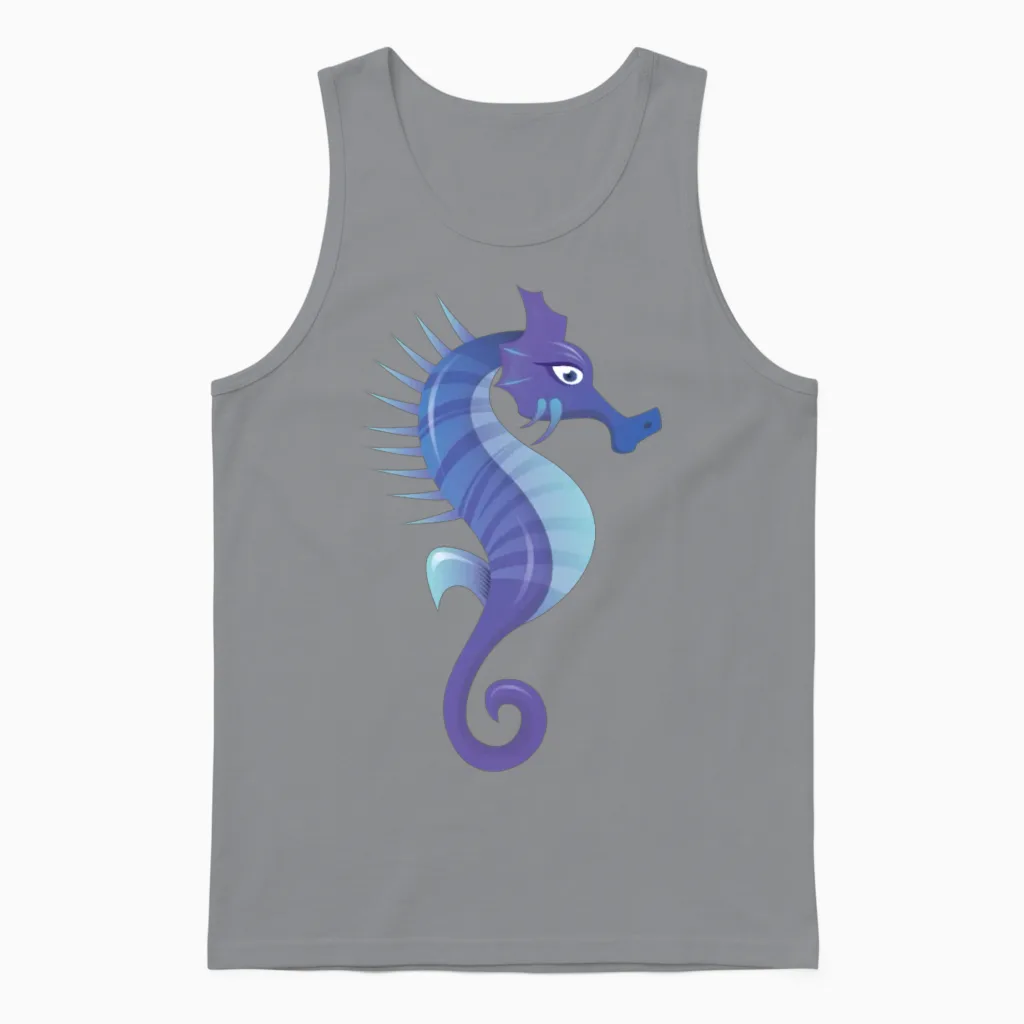 Seahorse Silhouette Ocean Water Cool Under Water Unisex Tank Top in Sport Grey