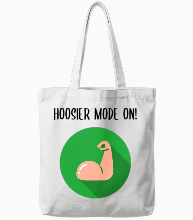 Hoosier Mode on Indiana Funny Tote Bags in White