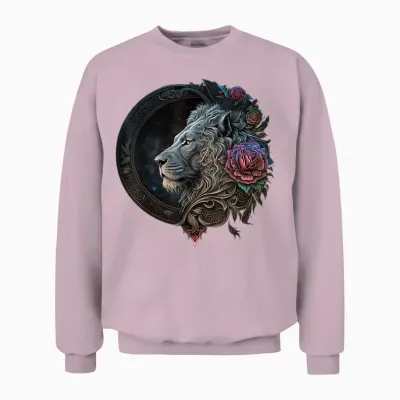 Löwe Mandala Blumen Kunst Raum Tier Zoo Löwe Unisex Sweatshirt - Light Pink