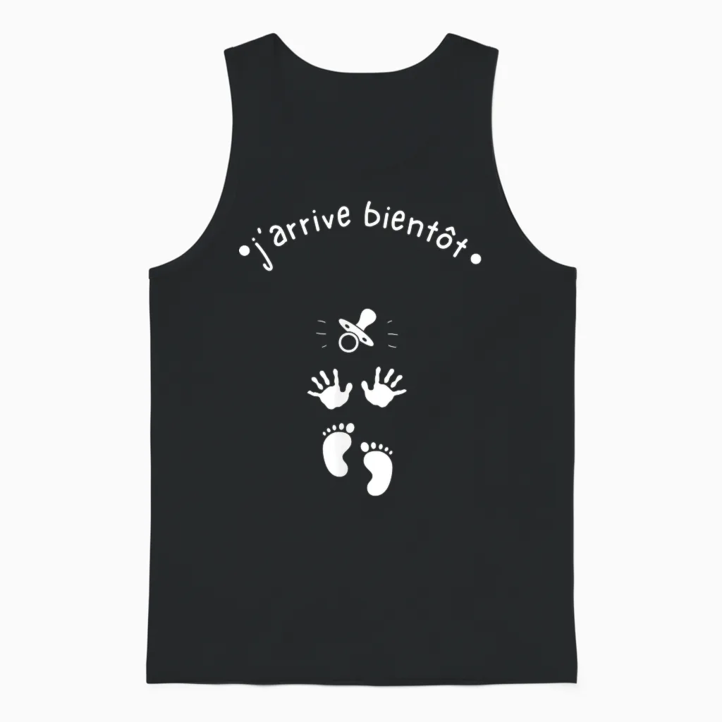 J'arrive Bientôt - Baby Shower T-Shirt, Black, S Unisex Tank Top in Black