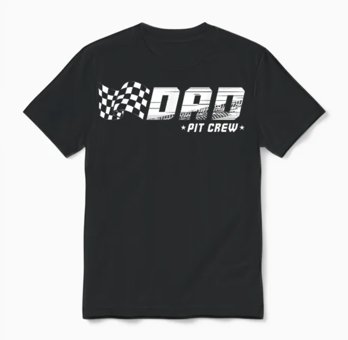 Dad Pit Crew Race Car Birthday Family Racing Unisex T-Shirt in Black