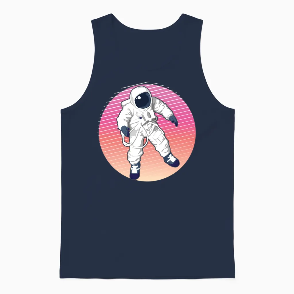 90s Retro Astronaut Sunset - Summer & Beach Unisex Tank Top - Navy