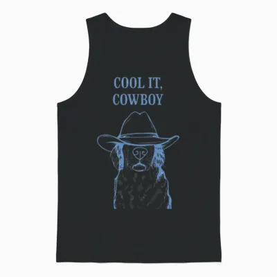 Cool It, Cowboy - Dog with Hat Funny Unisex Tank Top - Black