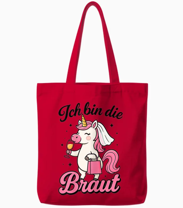 Ich Bin Die Braut Einhorn Junggesellenabschied Frauen Jga Tote Bags in Red