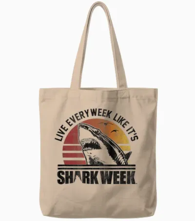 Shark Week Live Every Week Like It's Shark Week Vintage Tote Bags - Natural