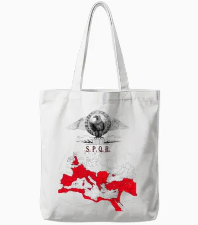 Spqr Banner with Detailed Map of the Roman Empire Tote Bags - White