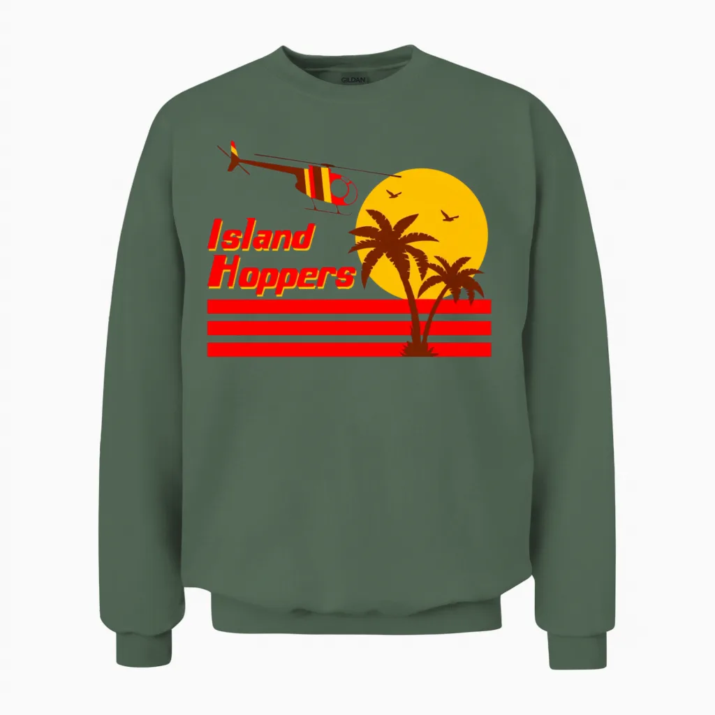 Island Hoppers 80's Tv Unisex Sweatshirt in Military Green