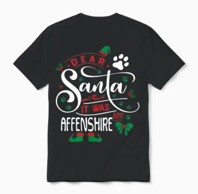 Affenshire Dog Christmas Dog Breed Unisex T-Shirt - Black