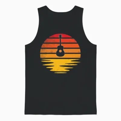 Guitar Retro Unisex Tank Top - Black