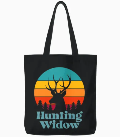 Deer Hunting Widow Retro Look Tote Bags in Black