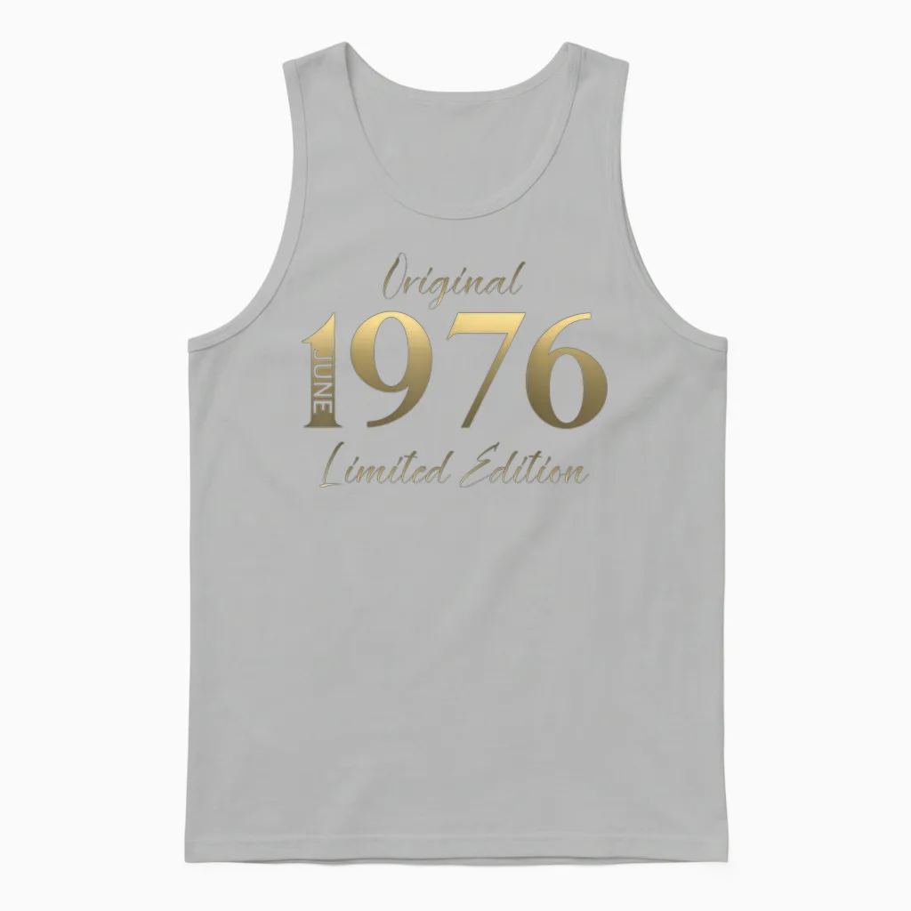 50 Ans Anniversaire Homme Cadeau Juin 1976 Vintage Unisex Tank Top in Ash