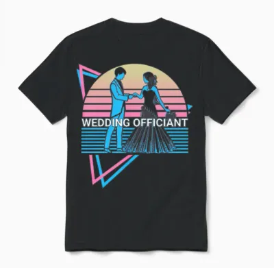 Wedding Officiant Retro Unisex T-Shirt - Black