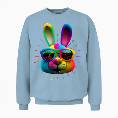 Hasengesicht Cooler Osterhase Mit Brille Ostern Bunny T-Shirt Schwarz Klein Unisex Erwachsene Oster-T-Shirt Unisex Sweatshirt - Light Blue