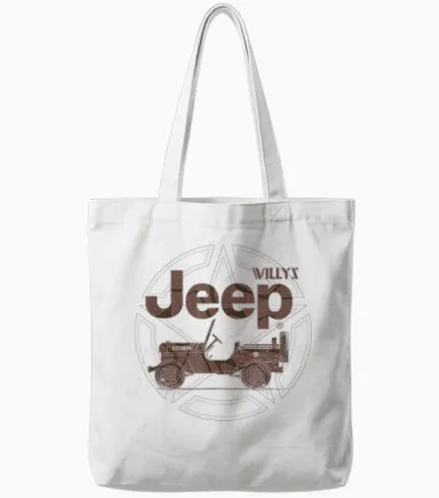 Jeep Willys Vintage Star Tote Bags - White