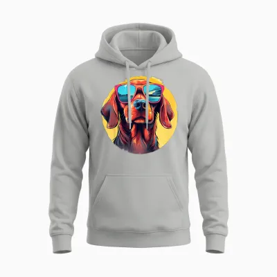 Kinder Cooler Hund Mit Sonnenbrille Unisex Hoodie - Ash
