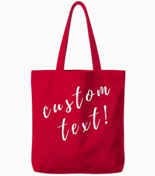 Custom, Custom Text, Personalized, Personalized Tote Bags - Red