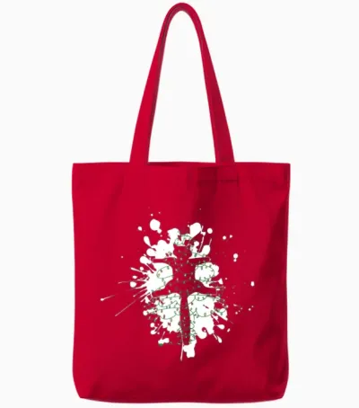 Funny Pussy-Cat Run Over by Christmas Tree Tote Bags - Red