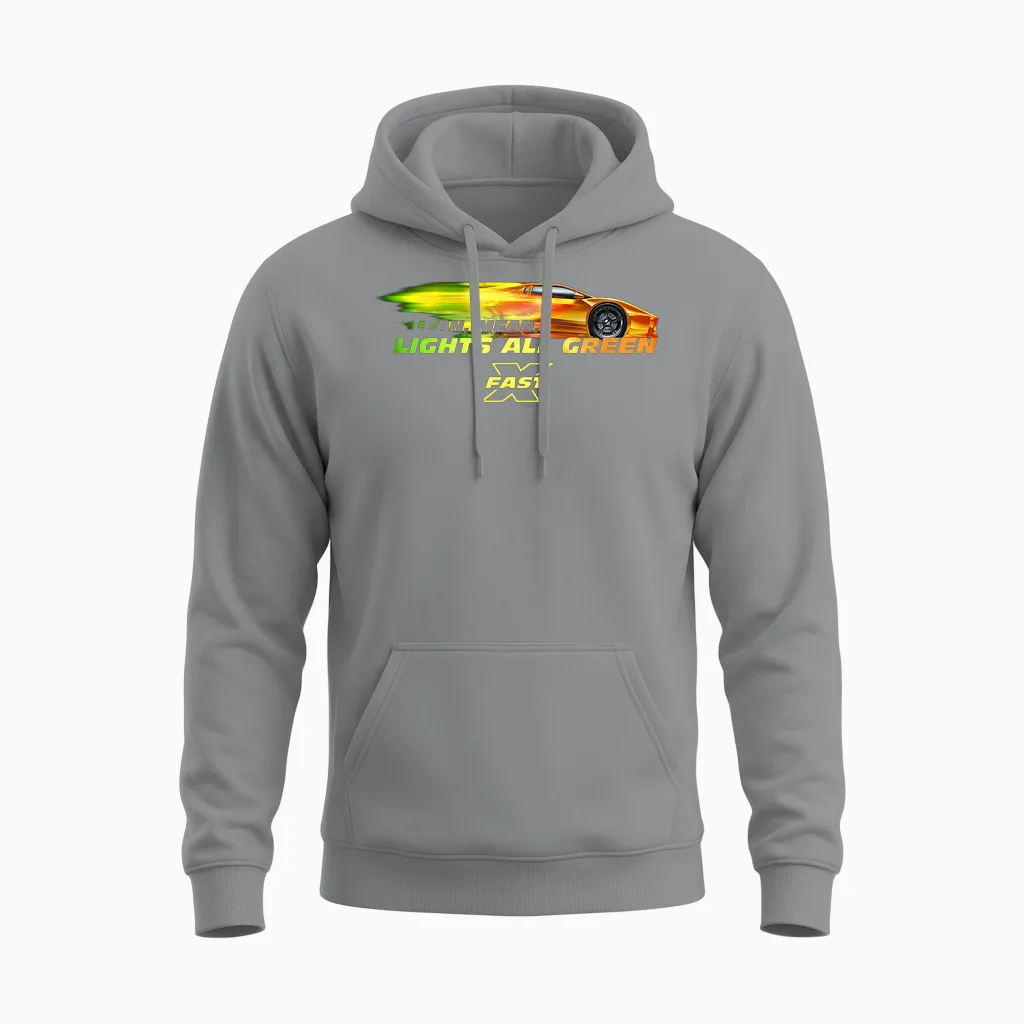 Fast X Lean Mean Lights All Green Lamborghini Gradient Unisex Hoodie in Sport Grey