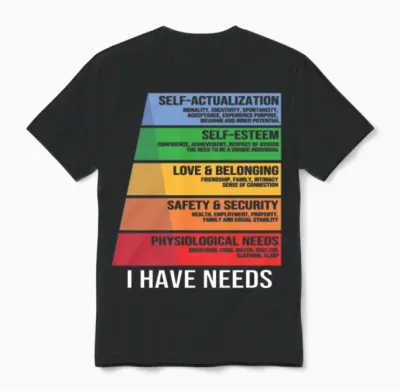 Funny Psychology Psychologist Hierarchy of Needs Unisex T-Shirt - Black