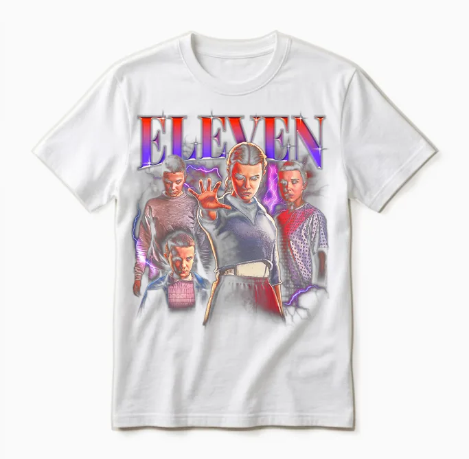 Stranger Things Eleven Heartthrob Officially Licensed Unisex T-Shirt in White