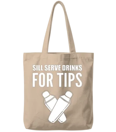Drinks for Tips Server or Waitress Gift Tote Bags - Natural